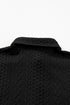 Cable Texture Button Front Puff Sleeve Shacket